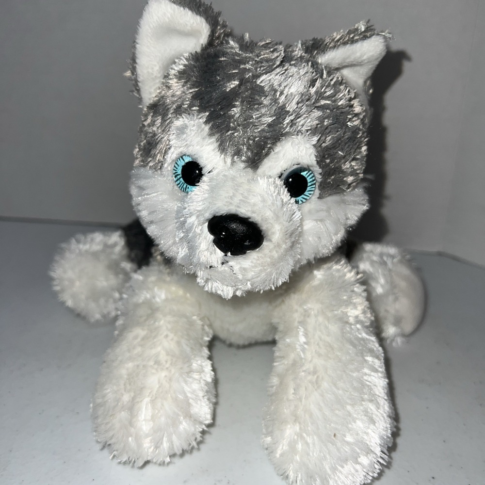 Aurora Gray White Dog Wolf Husky Plush 2003 Blue Eyes Puppy Grey 12"